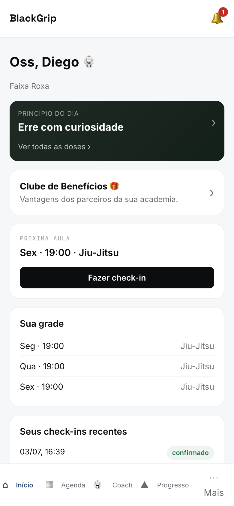 Início do app do aluno
